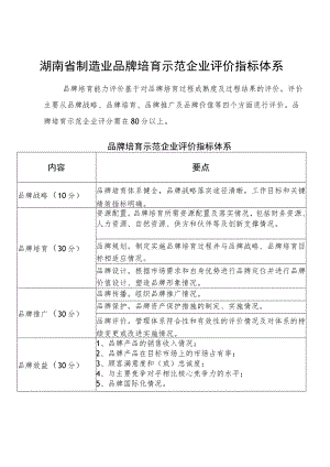 湖南省制造业品牌培育示范企业评价指标体系.docx