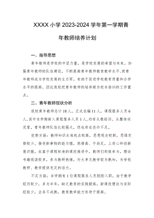 小学2023-2024学年第一学期青年教师培养计划.docx