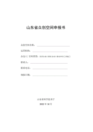 山东省众创空间申报书.docx
