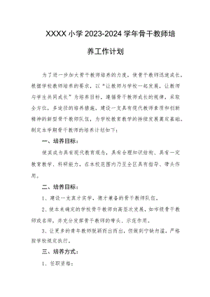 小学2023-2024学年骨干教师培养工作计划.docx