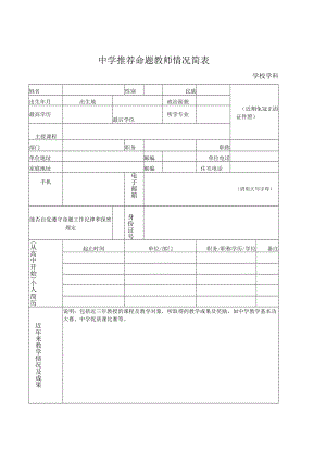 中学推荐命题教师情况简表.docx