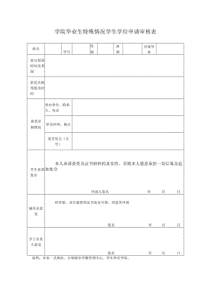 学院毕业生特殊情况学生学位申请审核表.docx