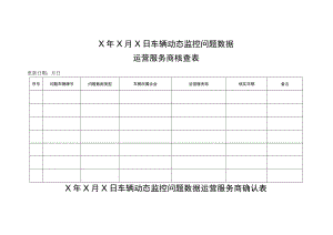 X年X月X日车辆动态监控问题数据运营服务商核查表.docx