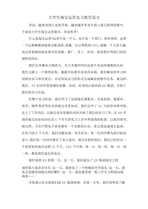 大学生淘宝运营实习报告范文.docx
