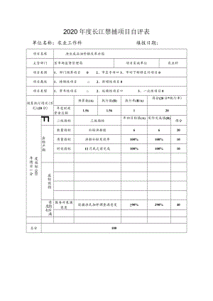 2020年度长江禁捕项目自评表单位名称农业工作科填报日期.docx