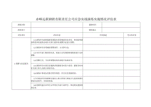 赤峰远联钢铁有限责任公司应急实战演练实施情况评估表.docx