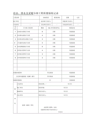 给水、排水及采暧分部工程质量验收记录.docx