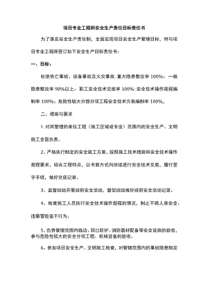 项目专业工程师安全生产责任目标责任书.docx