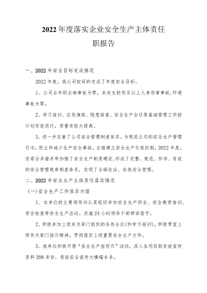 年度企业安全生产主体责任履职报告（文字稿）.docx