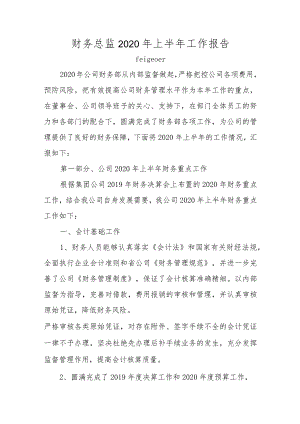 财务总监2020年上半年工作报告.docx