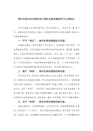 银行纪委书记开展纪检干部队伍教育整顿学习心得体会精选（共六篇）汇编供参考.docx