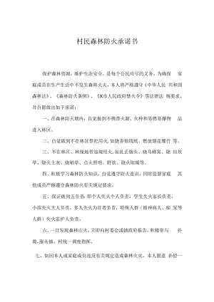 村民森林防火承诺书实用模板.docx