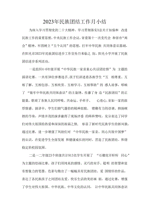 2023年学校民族团结工作月总结.docx