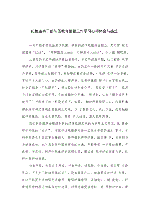 纪检监察干部队伍教育整顿工作学习心得体会与感想精选（共六篇）汇编供参考.docx