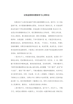 纪检监察教育整顿学习心得体会(精选六篇样例).docx