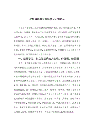 纪检监察教育整顿学习心得体会(精选六篇模板).docx