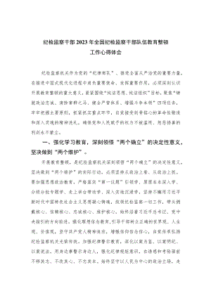 纪检监察干部2023年全国纪检监察干部队伍教育整顿工作心得体会精选（六篇）.docx