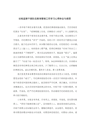 纪检监察干部队伍教育整顿工作学习心得体会与感想精选（共六篇）汇编供参考.docx