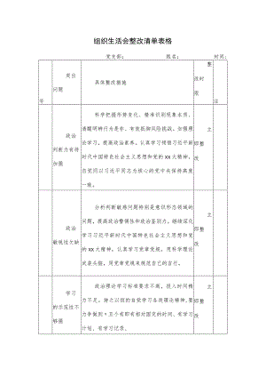 组织生活会整改清单表格.docx