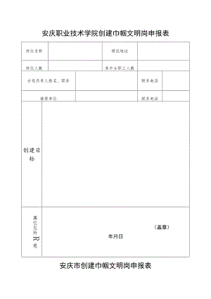 安庆职业技术学院创建巾帼文明岗申报表.docx