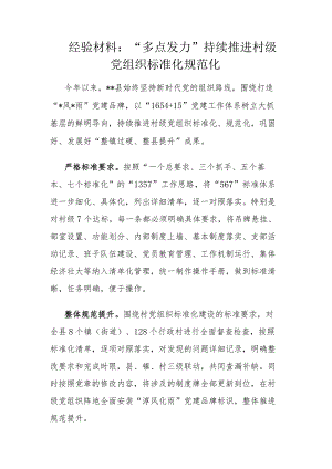 经验材料：“多点发力”持续推进村级党组织标准化规范化.docx