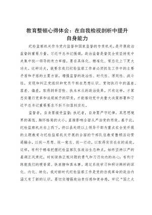 纪检监察干部队伍教育整顿心得体会：在自我检视剖析中提升自身能力.docx