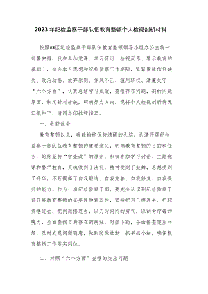 2023年纪检监察干部队伍教育整顿个人检视剖析材料.docx