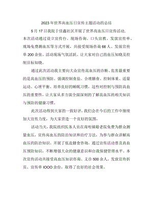 2023年世界高血压日宣传主题活动的总结.docx