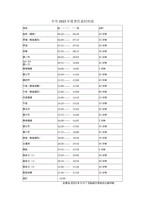 中学2023年夏季作息时间表.docx