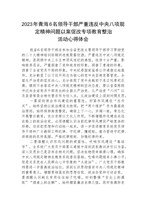 2023年青海6名领导干部严重违反中央八项规定精神问题以案促改专项教育整治活动心得体会三篇(完整版).docx
