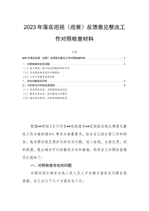 2023年落实巡视（巡察）反馈意见整改工作对照检查材料.docx