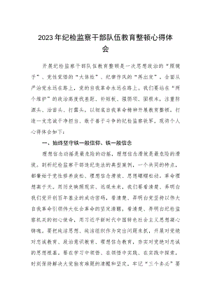 2023年纪检监察干部队伍教育整顿心得体会范文(参考三篇).docx