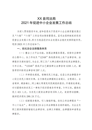 XX县司法局202X年促进中小企业发展工作总结.docx