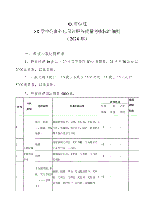 XX商学院XX学生公寓外包保洁服务质量考核标准细则（202X年）.docx