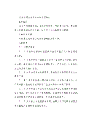 某某公司公务用车车辆管理细则.docx
