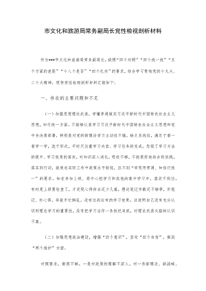 市文化和旅游局常务副局长党性检视剖析材料.docx