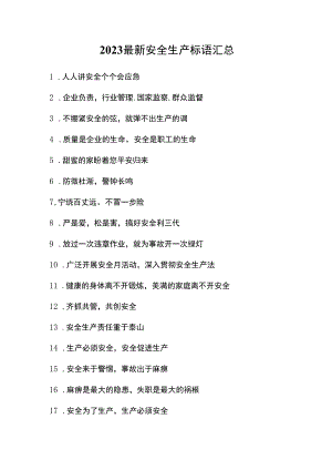 2023最新安全生产标语汇总（企业单位可做横幅）.docx
