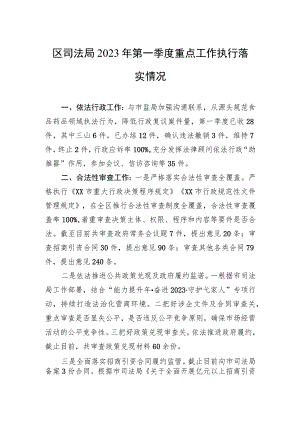 区司法局2023年第一季度重点工作执行落实情况（20230427）.docx