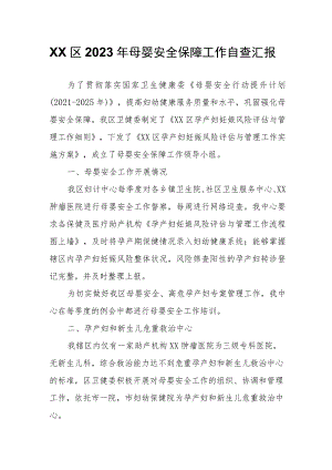 XX区2023年母婴安全保障工作自查汇报.docx