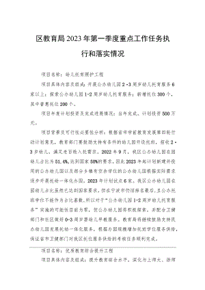 区教育局2023年第一季度重点工作任务执行和落实情况（20230428）.docx
