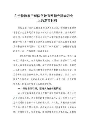 在纪检监察干部队伍教育整顿专题学习会上的发言材料（三篇).docx