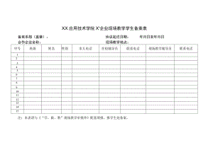 XX应用技术学院“X”企业现场教学学生备案表.docx