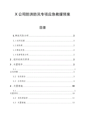 X公司防洪防汛专项应急救援预案.docx