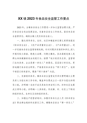 XX镇2023年食品安全监管工作要点.docx