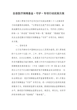 全县医疗保障基金“守护”专项行动实施方案.docx
