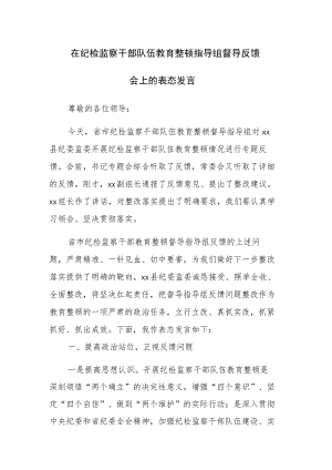 在纪检监察干部队伍教育整顿指导组督导反馈会上的表态发言范文.docx
