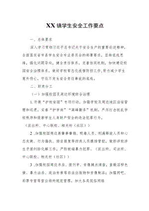XX镇学生安全工作要点.docx