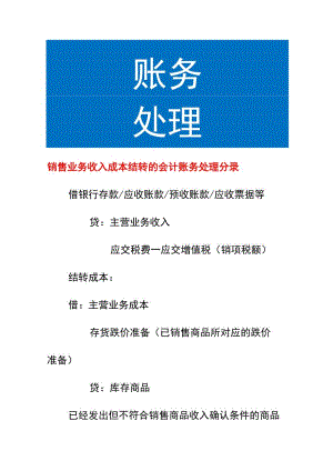 销售业务收入成本结转的会计账务处理.docx