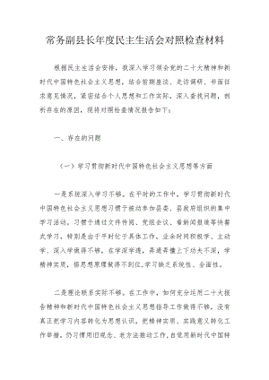 常务副县长年度民主生活会对照检查材料.docx