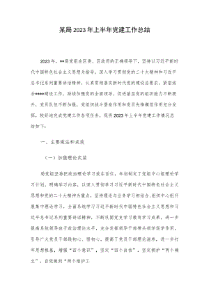 某局2023年上半年党建工作总结.docx